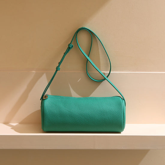 Minimalist Style Pen Holder Bag 2025 New Genuine Leather Bag for Women Fashion Commuter Cylinder Bag Large Capacity Trendy Crossbody Bag