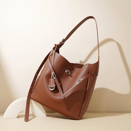 Chic Small Batch Design Leather Tote Handbag Large Capacity Shoulder Bag