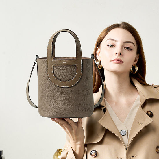 Pig Nose Basket Bag for Women Handbag Leather Tote Work