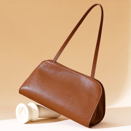 Chic French Armpit Bag Genuine Leather Latest Design Vegetable Tanned Handheld Clutch