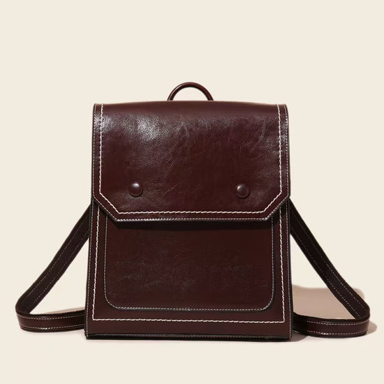 New Fashion Wax Leather Large Capacity Backpack