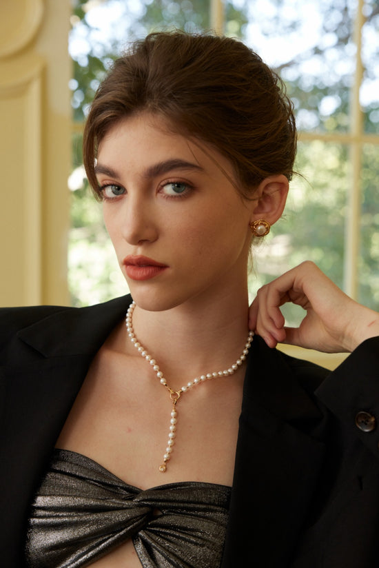 S925 silver natural pearl zircon necklace