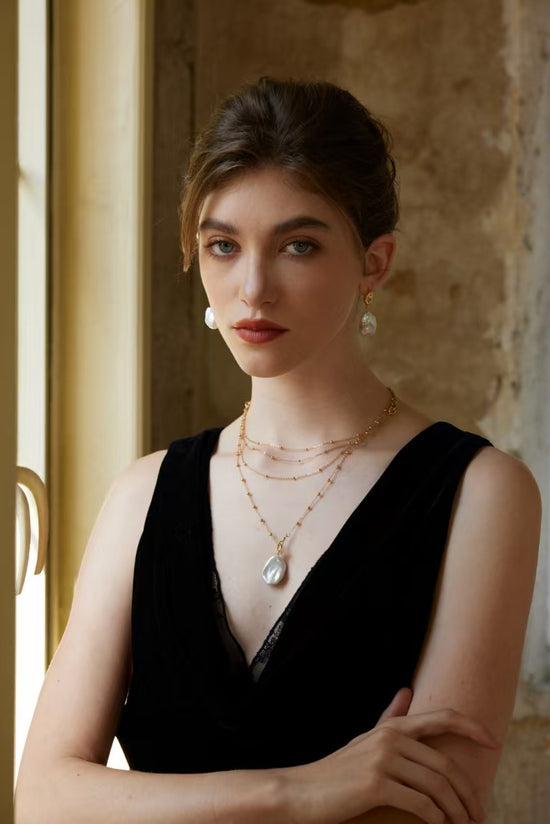 S925 silver natural pearl large baroque pearl necklace, autumn and winter classic style