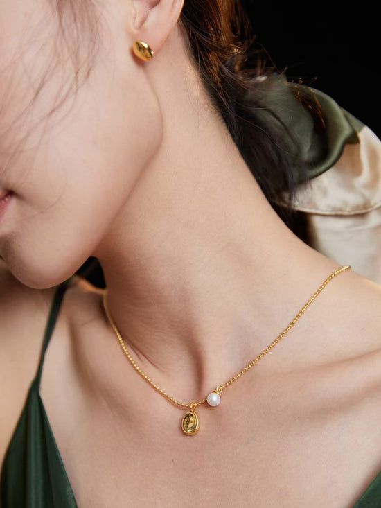 Sterling silver simple pearl clavicle necklace
