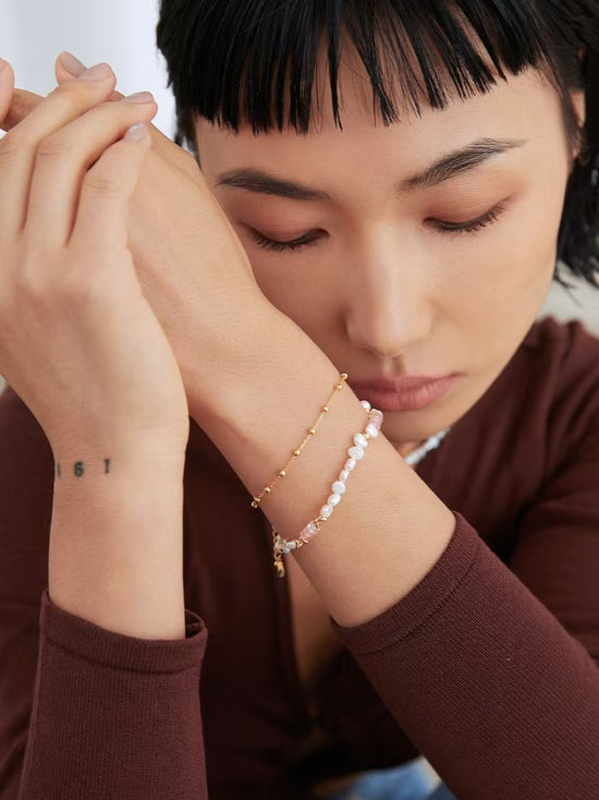 Peach Blossom Sterling Silver Bracelet