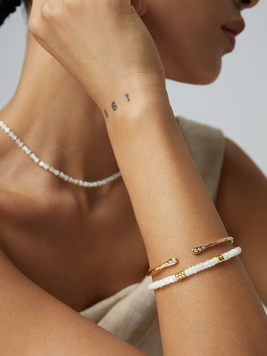 Natural mother-of-pearl sterling silver simple bracelet
