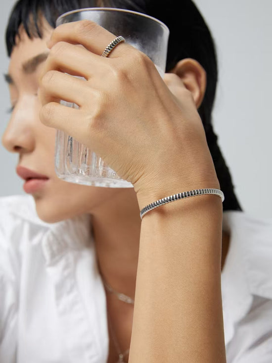 Stylish simple sterling silver bracelet