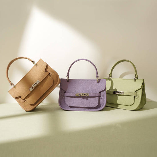 2025 Fashionable Leather Handheld Cube Bag French First Layer Cowhide Single Shoulder Bag