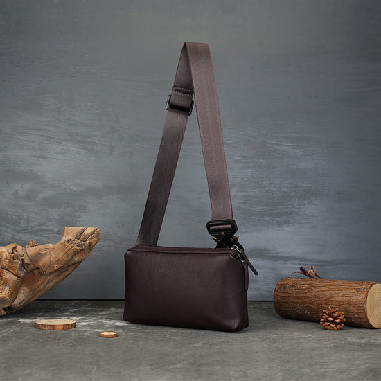 Genuine Full-Grain Leather Crossbody Chest Bag – Casual Sling Shoulder Bag for Men & Women