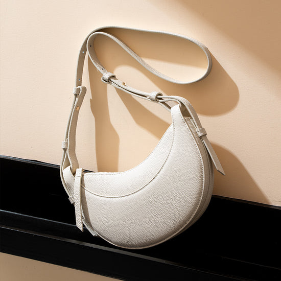 Stylish Leather Crossbody Bag Minimalist Trendy Moon Bag for Women