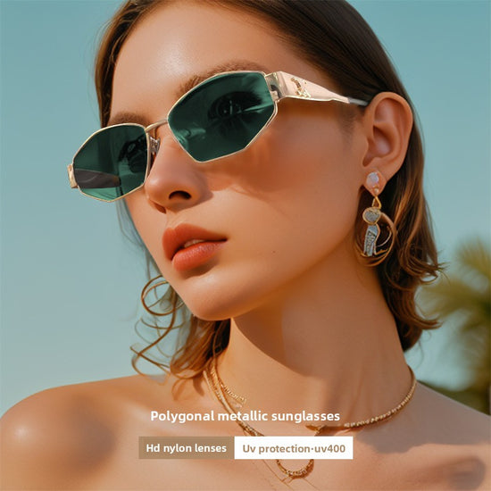 Fashionable Metal Sunglasses Polygon Frame 40257