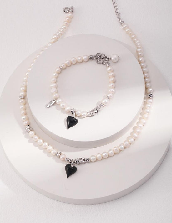 S925 silver simple natural pearl malachite necklace, low-key and noble