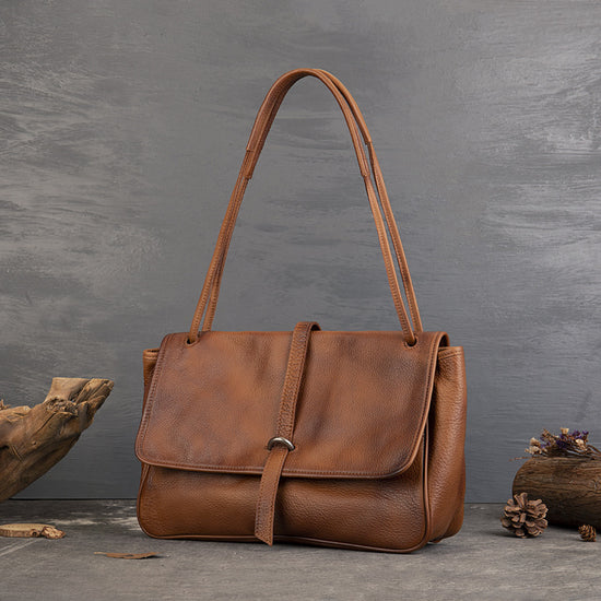 Handcrafted Genuine Leather Messenger Tote Bag for Women |   Vintage Shoulder Work Bag