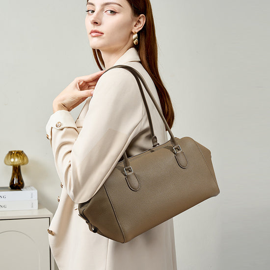 Premium Leather Handbag Korean Style Bowling Bag Tote