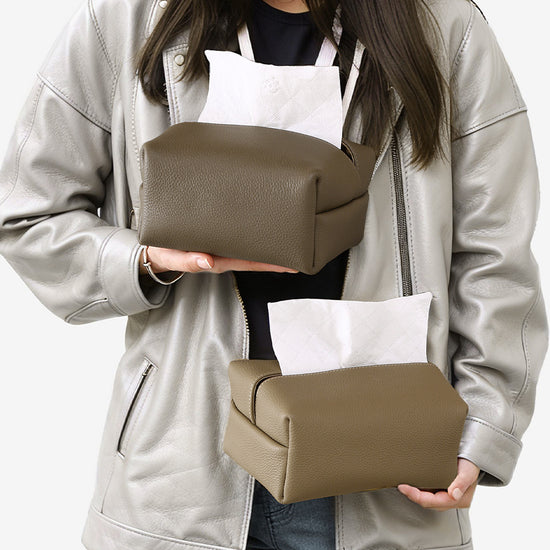 Kraft Paper Tissue Box Pull-out High-end Restaurant Paper Box Simple Solid Color Car Genuine Leather Tissue Box